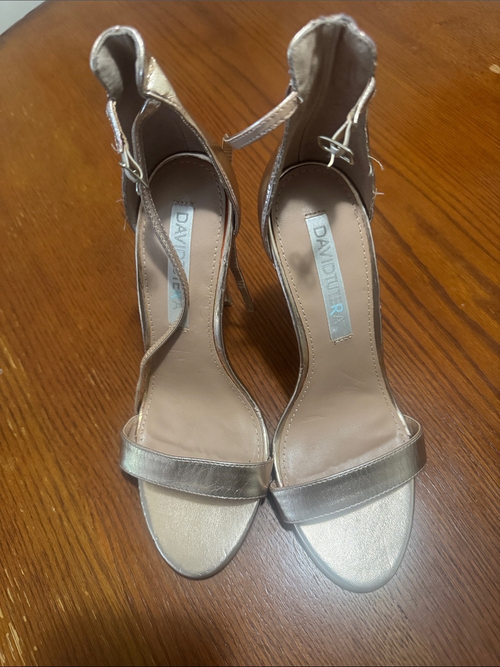 David Tutera Metallic Gold Ankle-Strap Stiletto Heels